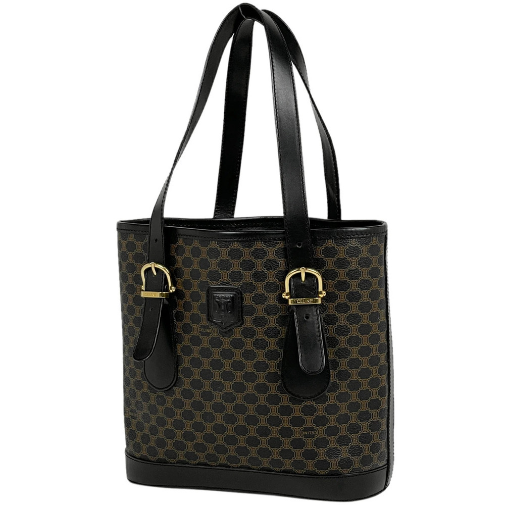 Celine Macadam tote bag logo bucket shoulder canvas black brown